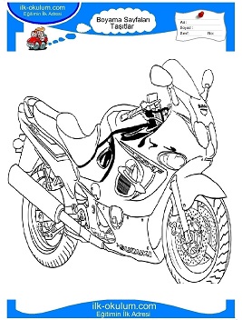 Çocuklar İçin Motor Boyama Sayfaları 